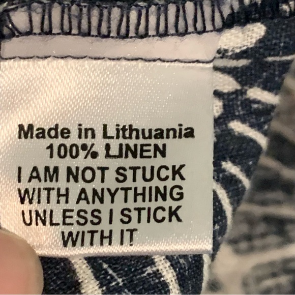 Flax Blue Floral Linen Tunic Top Blouse L Lagenlook Beach Resort Coastal - Picture 14 of 16